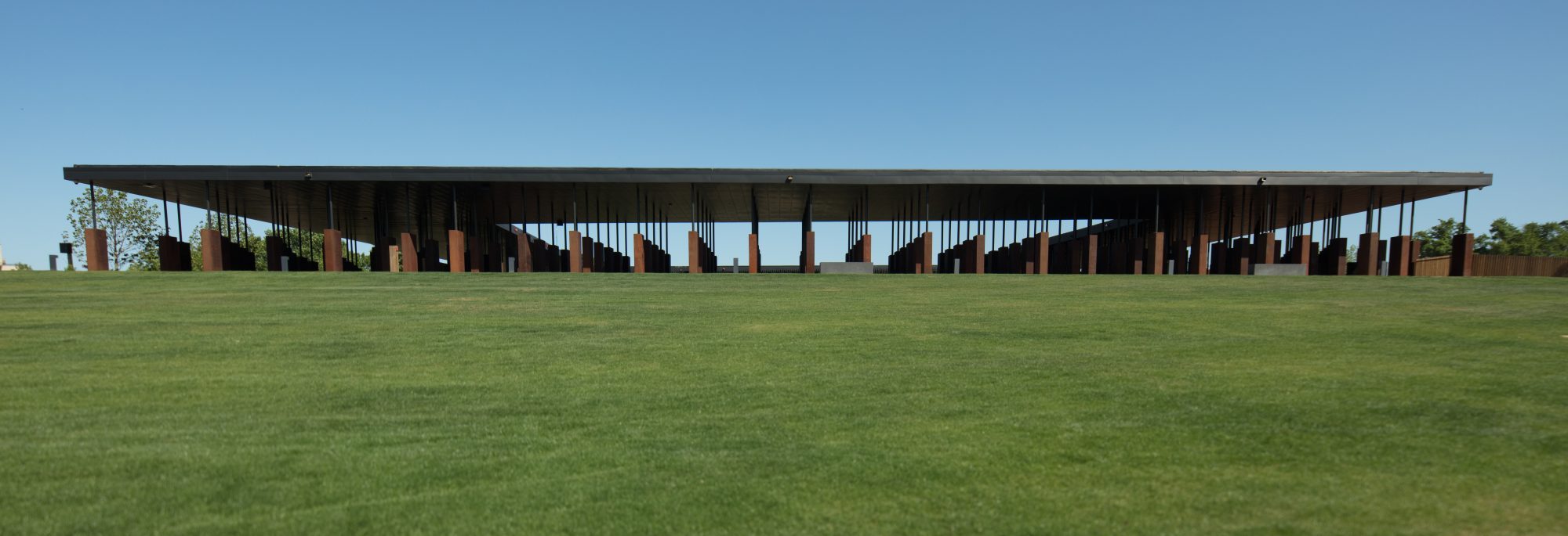 wide exterior shot of the national memorial for peace and justice